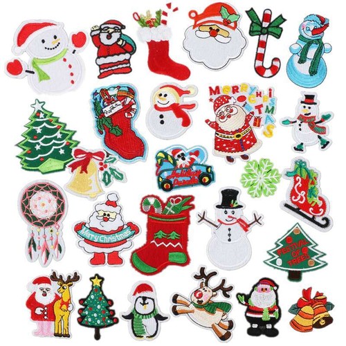 Fabric Cloth Applique Stickers DIY Sew on Crafts hats Patches Christmas Iron On