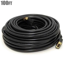 100FT Super VGA SVGA DB15 HD15 Male to Male Cable w/ Ferrites CL2 PC Monitor
