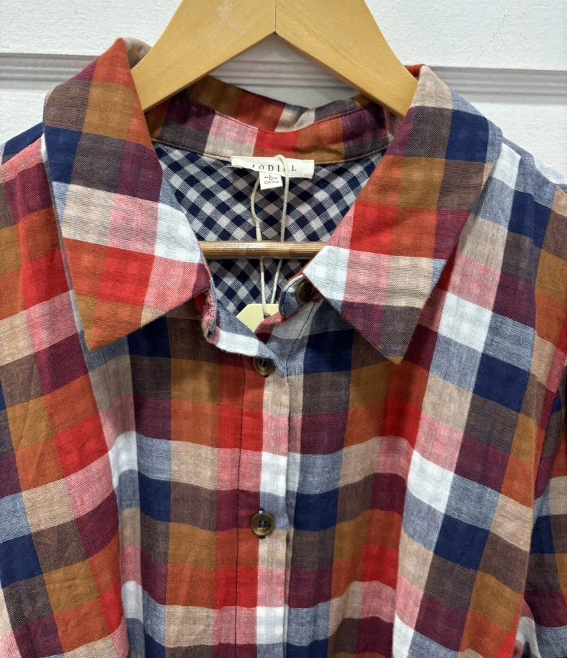 NUEVO CON ETIQUETAS Jodifl Mujer Talla Grande Botones Cuadros Cinturón Vestido Bolsillos Rojo Azul Corbata Foto 2 de 4