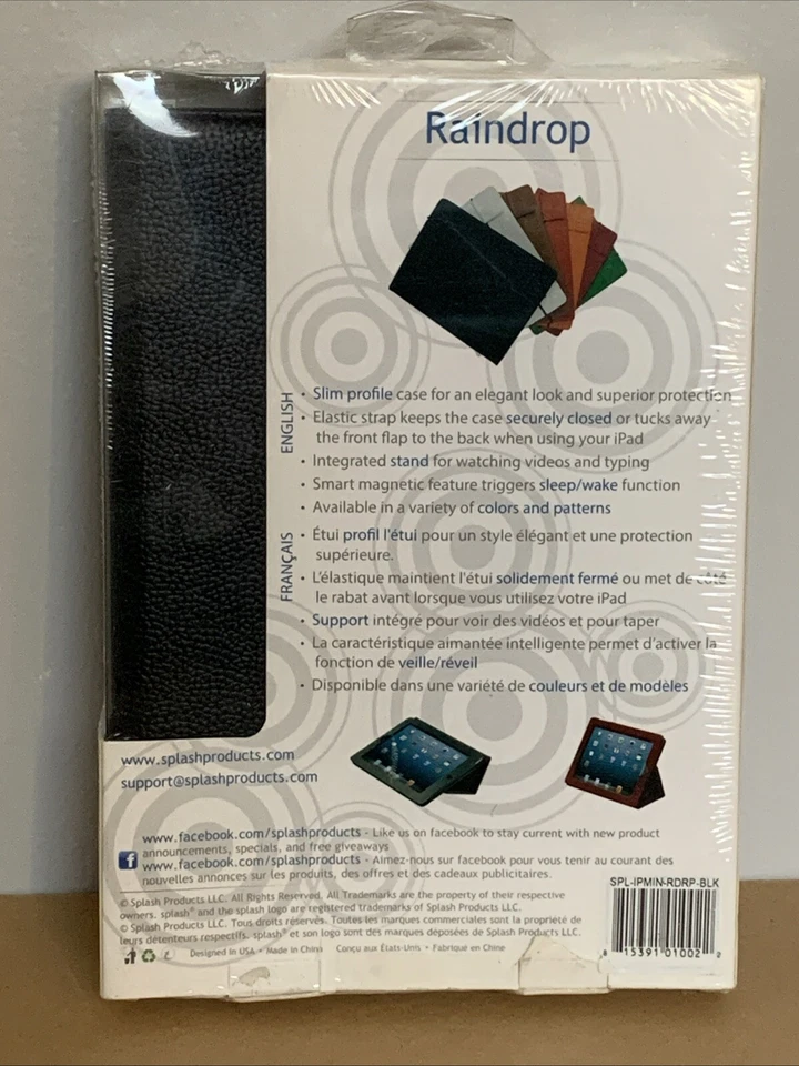 Funda de cuero negra Splash Raindrop para iPad Mini incluye pantalla de máscara Foto 4 de 4