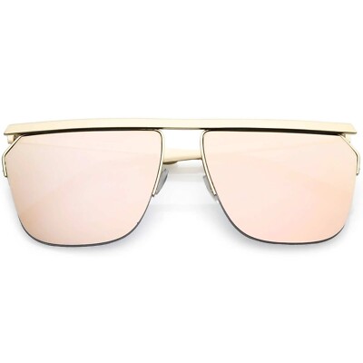 Trendy Sunglasses Flat Top Shield Mirrored Lens UV400 Protection Fashion Lentes