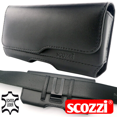 SCOZZI  Handy Gürteltasche Echt Leder Quer Universal Gürtel Clip Tasche Etui