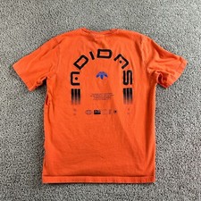 Adidas Originals Shirt Mens Small Orange Blue Trefoil Symbols Short Sleeve