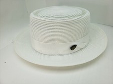 DOBBS GATE WHITE PORK PIE VENETIAN MILAN STRAW HAT MADE IN USA