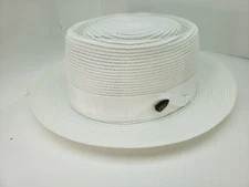 DOBBS GATE WHITE PORK PIE VENETIAN MILAN STRAW HAT MADE IN USA