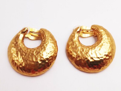 Boucles D'oreilles Clips Yves Saint Laurent Paris - Métal Doré, Vintage, Excellent état