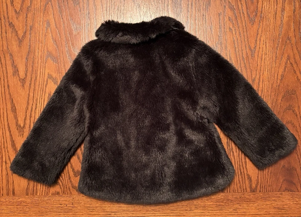Chaqueta Abrigo Gymboree Niña Imitación Piel Fiesta Ocasión Boda Vestir Negro Talla 4 Foto 2 de 4