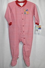 Vintage Carter's Pajamas Red Christmas Striped Size 12-18 Months New