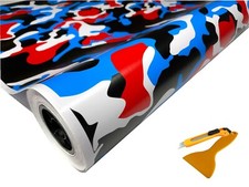 Red Blue White Black Camo Vinyl Car Wrap Film Sheet Free Tools 2 Feet Up 