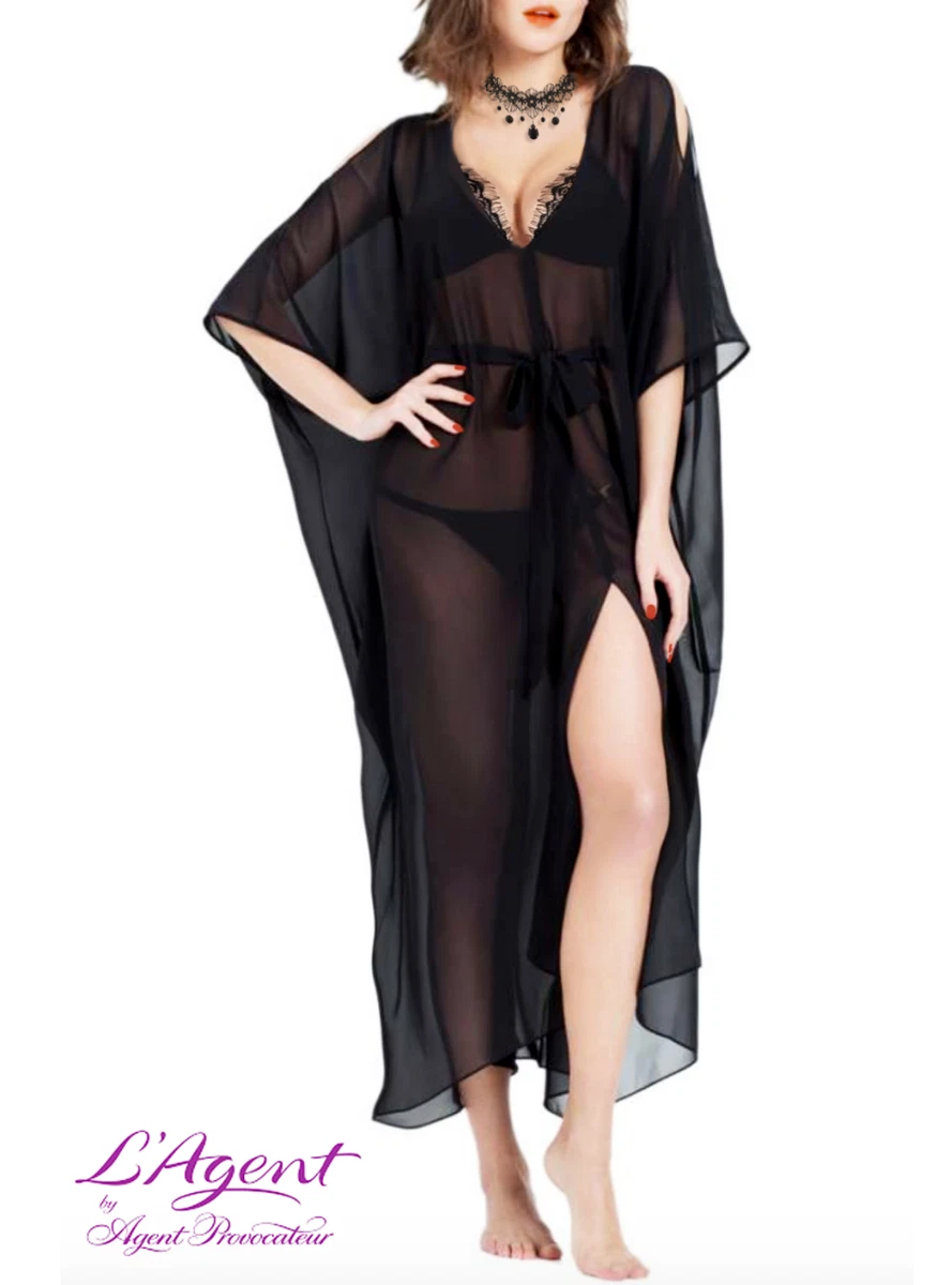 L'agent Agent Provocateur Holly Sheer Night Gown in Black RRP £125