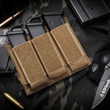 Tactical Pistol Mag Holster Molle Open-Top Triple Magazine Pouch Holder Carrier