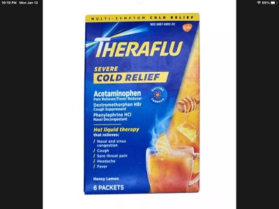 MULTI-SYMPTOM SEVERE COLD RELIEF HONEY LEMON NIGHTTIME - 6 Packets - EXP 07/2026
