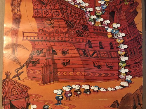 Póster Pin Up Pirate Ship Treasure Orange Little People Original Vintage Años 80 - Imagen 3 de 9