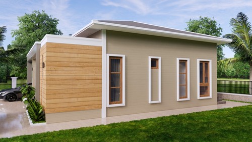 36x36 Feet House Plan 11x11 Meter 3 Beds 2 Baths Hip Roof PDF & (A4 Hard Copy) - Picture 4 of 24