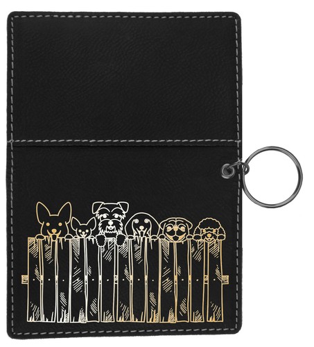 Peeking Pups Laser Engraved Leatherette Keychain Wallet - Picture 2 of 18