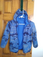 Eddie Bauer boy's casual zip-front hooded reversible jacket size XS camo blue