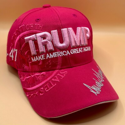 Donald Trump Hat Raised Embroidery President Seal Signature 45-47 US Flag MAGA