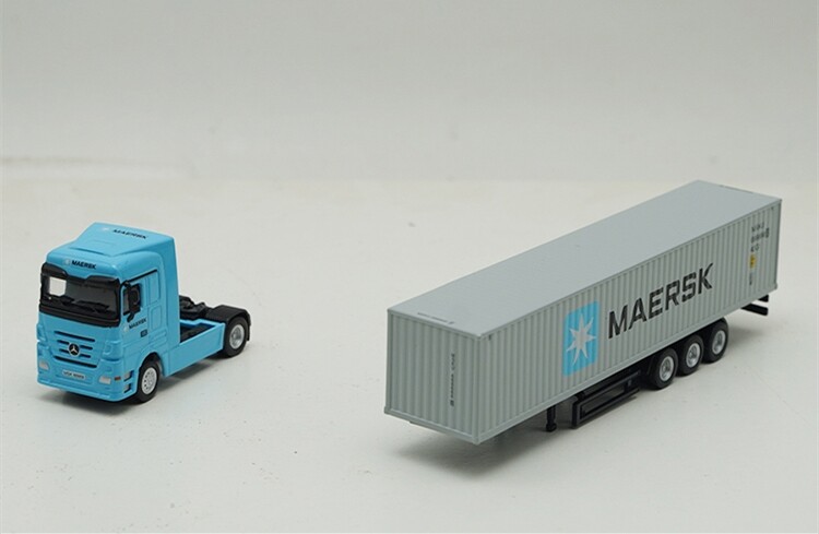 1/87 Scale Mercedes Benz Container Truck Trailer Blue