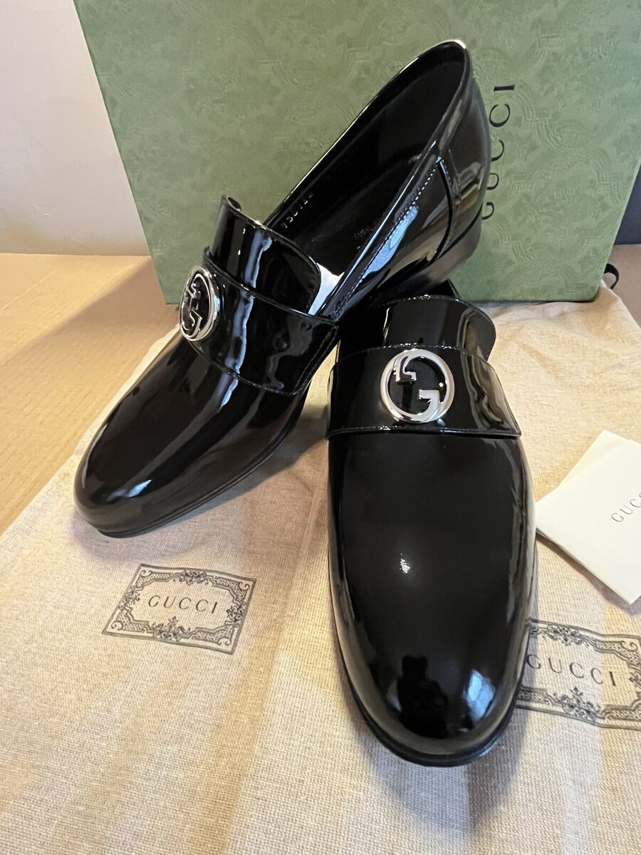 Authentic Gucci Men's Interlocking G Loafers In Patent Authentic Gucci Men's Interlocking G Loafers In Patent