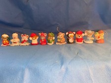 11 Vintage Jasco Cute Critter Christmas Bell Porcelain Bisque Ornaments