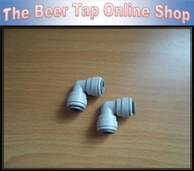 John Guest 3/8" Equal Elbow for Beer Line / Pipe. JG Push-Fit Female Connector.