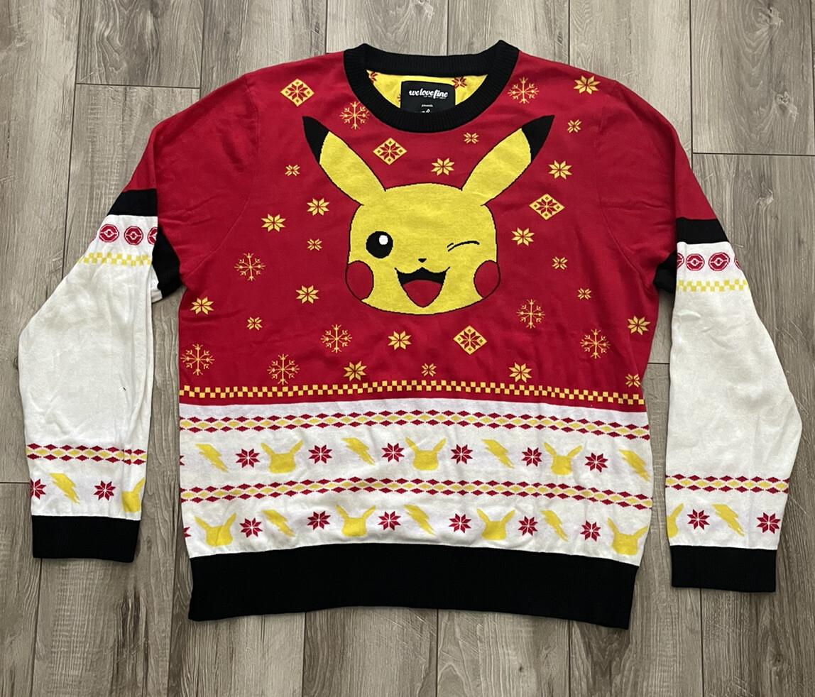 We Love Fine Sweater Mens Size 3XL Oversized Crew Neck Pokemon Pikachu  Pullover
