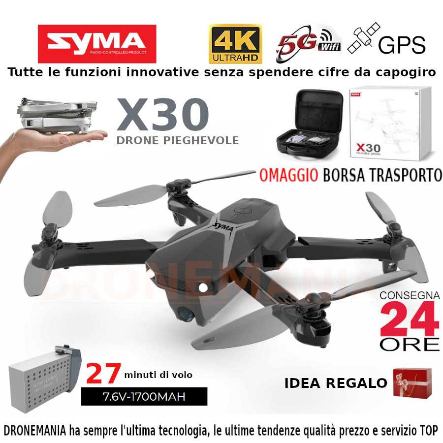DRONE 4K SYMA Z6 X30 WIFI GPS BLOCCO ALTEZZA barometro FPW 2 camera NOVITA' 2022