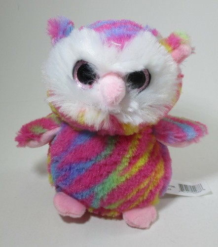 MBOT pink rainbow tiger stripe LITTLE EASTER OWL plush ganz sparkle eyes - Picture 2 of 7