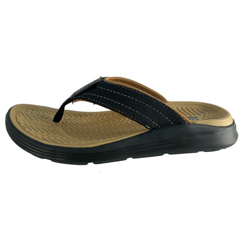 Skechers Men's Relaxed Fit Sargo Tenview Thong Sandal, Black