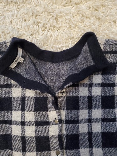 Madewell 100% Merino Wool Plaid Button Back Sweater Sz.XXS Gingham Navy/White - Picture 8 of 15