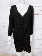 Torrid Womens Mini Jersey Bodycon Dress Size 2 Black V-Neck Long Sleeve