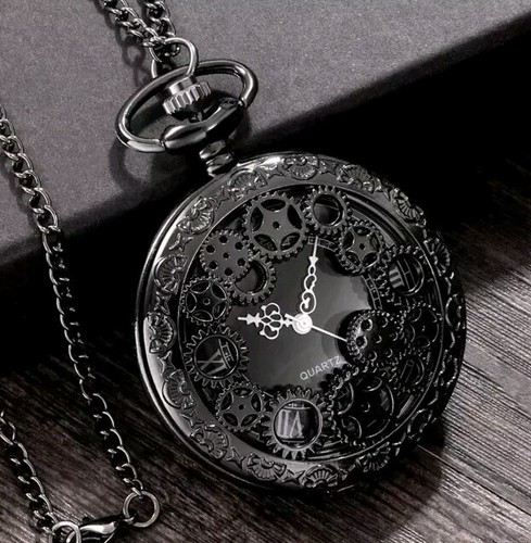 Cogs Steampunk Pocket Watch Cogs Gears Black Velvet Gift Bag - Picture 6 of 6
