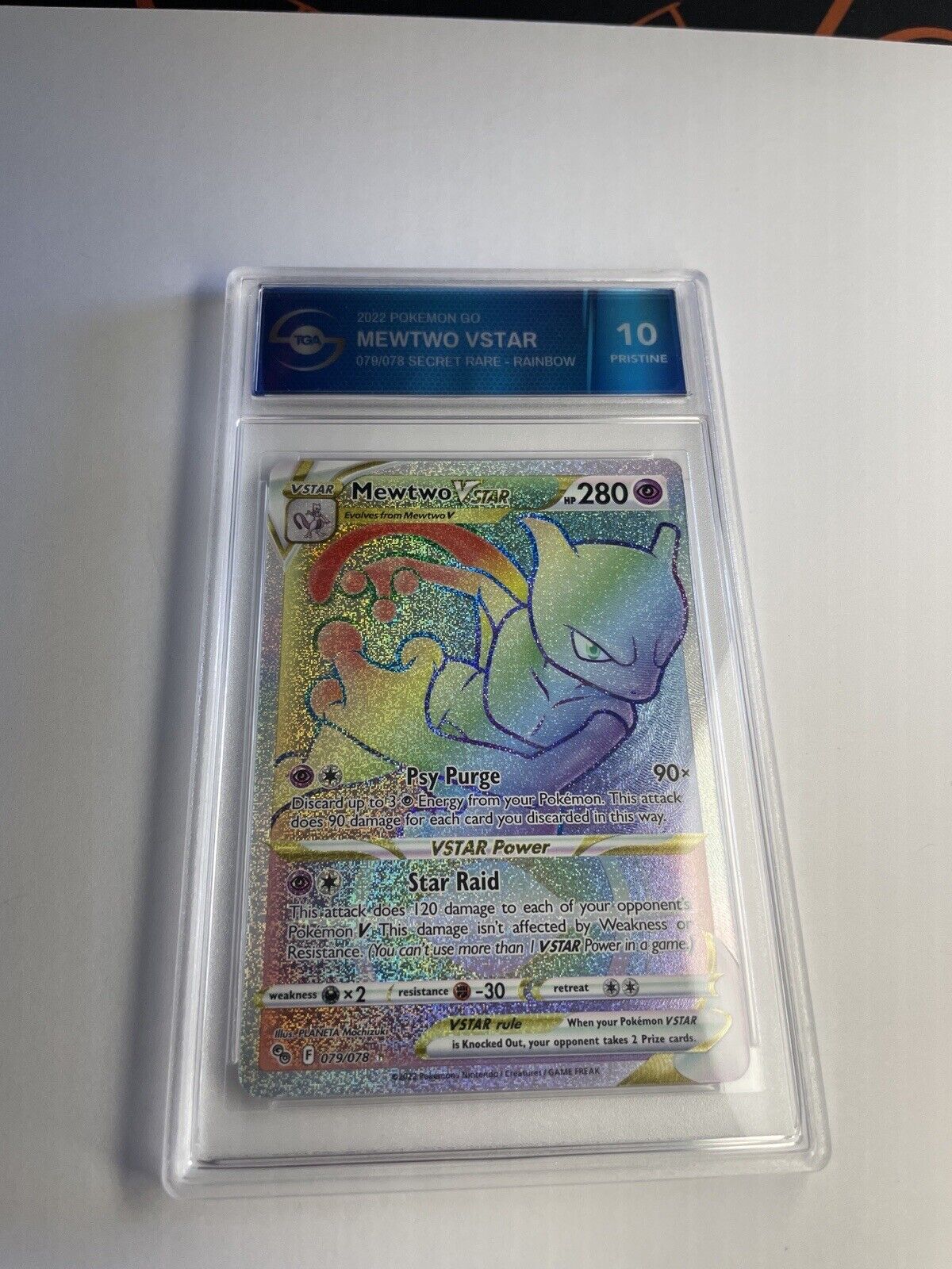  Mewtwo Vstar 079/078 - Pokemon Go - Secret Rare - Rainbow Card  : Toys & Games