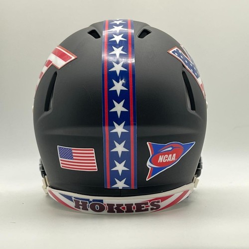 Virginia Tech Hokies CUSTOM Matte Black - Stars & Stripes Mini Football Helmet - Picture 3 of 3