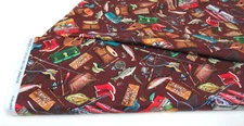 Michael Miller quilt-craft fabric FISHING FUN wine 2 yds 70" (dcx-11939) Last