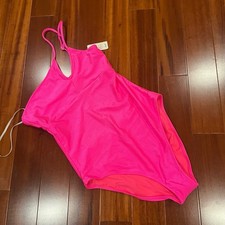 New NWT Aerie Hot Pink Swimsuit One-Piece Full Coverage One Shoulder Size M