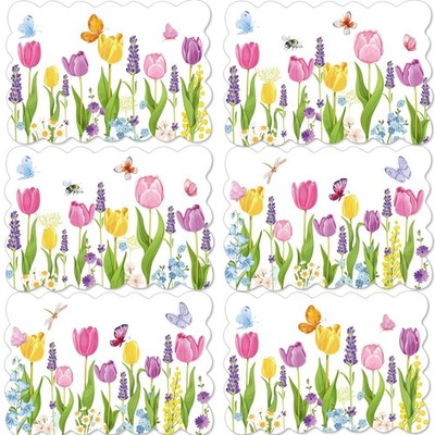 Spring Tulip Placemats Set of 6 Easter Plastic Place Mats Large, Lavender 
