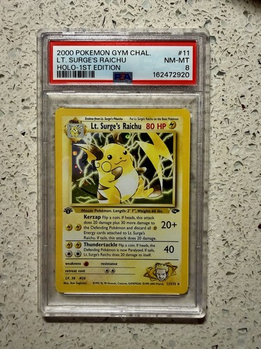 Lt. Surge's Raichu (1st Edition) graded PSA 8 for sale on eBay
