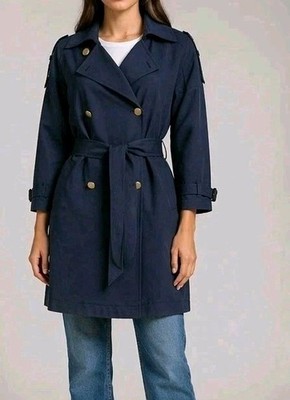 Designer edler Trenchcoat Seventy Blau Goldknöpfe IT40 DE 36 3/4 Arm Luxus Top !