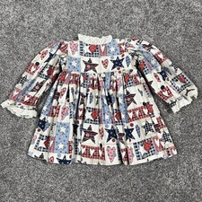 Vintage 1960s Cottage Prairie Patchwork Baby Dress Infant 0-6 Pioneer 70s Hearts