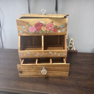 Pioneer Woman Sweet Rose Acacia Wood Coffee Pod Tea Storage Organizer