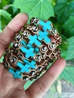 10 Handmade Blue Cross Coconut Black Bone Beads Tan Nylon Bracelets Wholesale