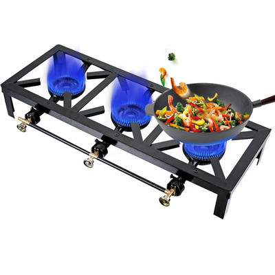 Cast Iron 3 Burner Portable Outdoor Camping Stove Propane Gas LPG BBQ Cooker