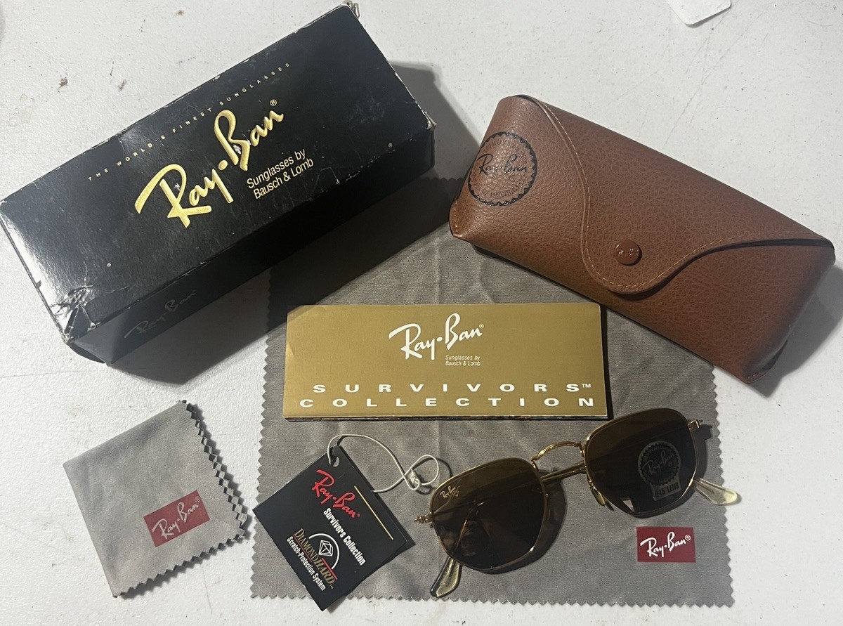 Ray Ban Vintage Sunglasses Survivors Diamond Hard W1910 B-15 Gold