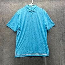 Peter Millar Polo Shirt Mens XXL Blue Summer Comfort Jellyfish Print AOP Golf
