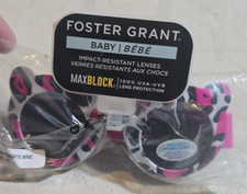 1 Foster Grant BABY Cheetah Stripes Pink, Black  White UV Block Sunglasses NIP 