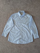 Charles Tyrwhitt Shirt Button Up Blue Solid Classic Non-Iron 17/33