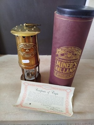 Vintage Messing E. Thomas & Williams kambrische Bergmannslampe mit Zertifikat in Box