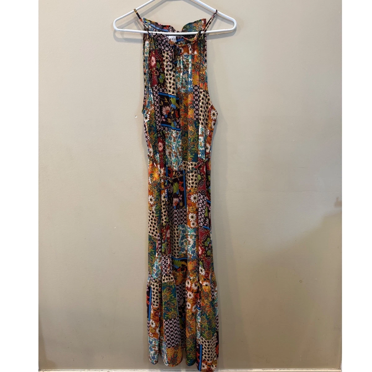 chinese dress ladies Emma & Michele V-Neck Sleeveless Tie Waist High-Low Hem Zipper Back Solid  Maxi Scuba Dress