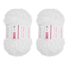 2pcs Fur Yarn Polyester Yarn Fluffy Chunky Yarn White for Crocheting,50m